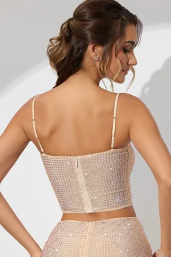 Oh Polly Women'S Clothing Sale - $65 And Under | Women'S Clothing Sale - $40 And Under^Embellished Strapless Crop Top in Champagne