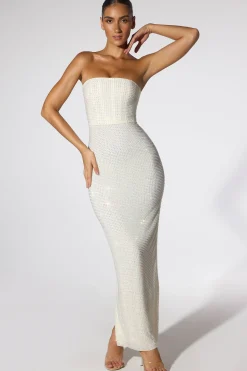 Oh Polly Party Dresses | Bride To Be^Embellished Strapless Evening Gown in Ivory