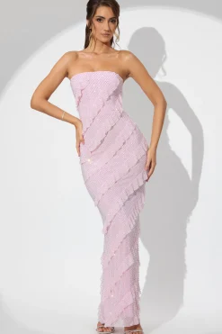 Oh Polly Wedding Guest | Party Dresses^Embellished Strapless Ruffle Maxi Dress in Soft Pink SoftPink
