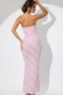 Oh Polly Wedding Guest | Party Dresses^Embellished Strapless Ruffle Maxi Dress in Soft Pink SoftPink