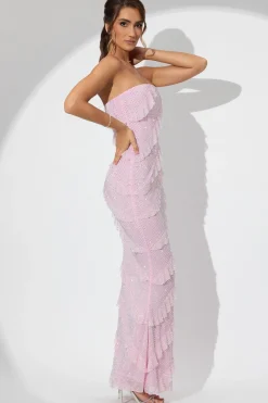 Oh Polly Wedding Guest | Party Dresses^Embellished Strapless Ruffle Maxi Dress in Soft Pink SoftPink