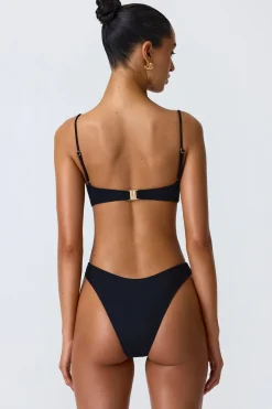 Oh Polly Bikini Sets | Bikini Tops^Embellished Underwired Balconette Bikini Top in Black