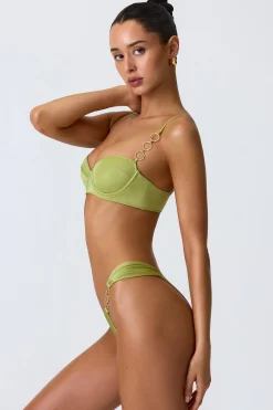 Oh Polly Bikini Sets | Bikini Tops^Embellished Underwired Balconette Bikini Top in Pear Green PearGreen