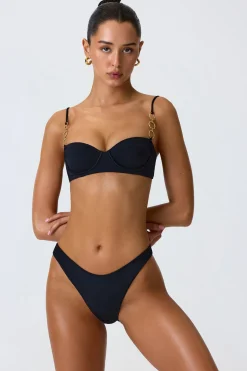 Oh Polly Bikini Sets | Bikini Tops^Embellished Underwired Balconette Bikini Top in Black