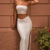Oh Polly Skirts & Skorts | Co-Ords^Embellished V-Waist Maxi Skirt in White