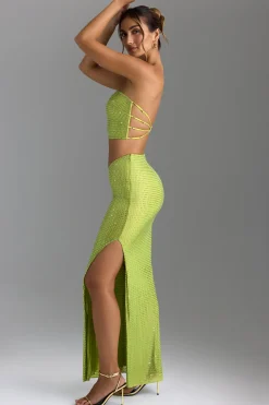 Oh Polly Skirts & Skorts | Co-Ords^Embellished V-Waist Maxi Skirt in Pear Green PearGreen