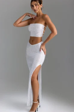 Oh Polly Skirts & Skorts | Co-Ords^Embellished V-Waist Maxi Skirt in White