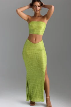 Oh Polly Skirts & Skorts | Co-Ords^Embellished V-Waist Maxi Skirt in Pear Green PearGreen