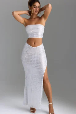 Oh Polly Skirts & Skorts | Co-Ords^Embellished V-Waist Maxi Skirt in White