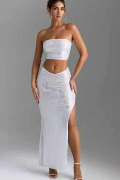 Oh Polly Skirts & Skorts | Co-Ords^Embellished V-Waist Maxi Skirt in White