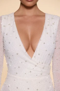 Oh Polly Party Dresses | Bride To Be^Embellished Wrap Over A-Line Mini Dress in Ivory