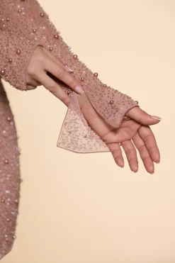 Oh Polly Women'S Clothing Sale - $65 And Under | Party Dresses^Embellished Wrap Over A-Line Mini Dress in Beige