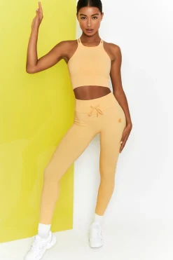Oh Polly Women'S Clothing Sale - $65 And Under | Women'S Clothing Sale - $40 And Under^Energise Petite Ribbed Tie Front Full Length Leggings in Yellow