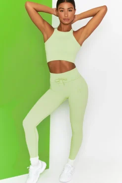Oh Polly Women'S Clothing Sale - $65 And Under | Women'S Clothing Sale - $40 And Under^Energise Petite Ribbed Tie Front Full Length Leggings in Lime