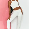 Oh Polly Women'S Clothing Sale - $65 And Under | Women'S Clothing Sale - $40 And Under^Energise Ribbed Tie Front Full Length Leggings in White