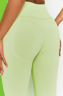 Oh Polly Women'S Clothing Sale - $65 And Under | Women'S Clothing Sale - $40 And Under^Energise Ribbed Tie Front Full Length Leggings in Lime