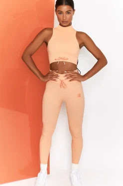 Oh Polly Women'S Clothing Sale - $65 And Under | Women'S Clothing Sale - $40 And Under^Energise Ribbed Tie Front Full Length Leggings in Peach
