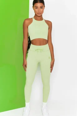 Oh Polly Women'S Clothing Sale - $65 And Under | Women'S Clothing Sale - $40 And Under^Energise Ribbed Tie Front Full Length Leggings in Lime