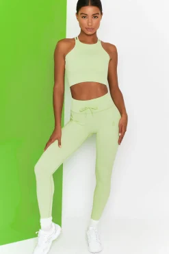 Oh Polly Women'S Clothing Sale - $65 And Under | Women'S Clothing Sale - $40 And Under^Energise Ribbed Tie Front Full Length Leggings in Lime
