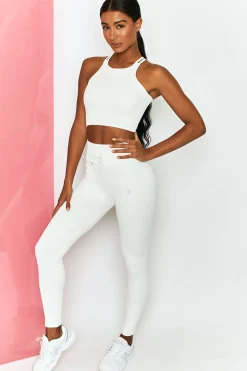 Oh Polly Women'S Clothing Sale - $65 And Under | Women'S Clothing Sale - $40 And Under^Energise Ribbed Tie Front Full Length Leggings in White