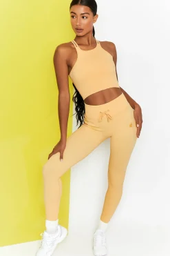 Oh Polly Women'S Clothing Sale - $65 And Under | Women'S Clothing Sale - $40 And Under^Energise Ribbed Tie Front Full Length Leggings in Yellow