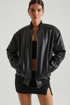 Oh Polly Outerwear | Fall Outfits^Faux Leather Jacket in Black