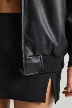 Oh Polly Outerwear | Fall Outfits^Faux Leather Jacket in Black