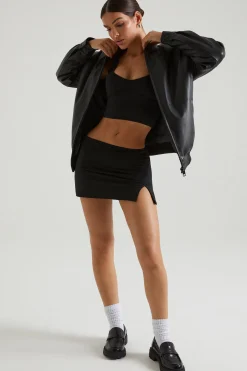Oh Polly Outerwear | Fall Outfits^Faux Leather Jacket in Black