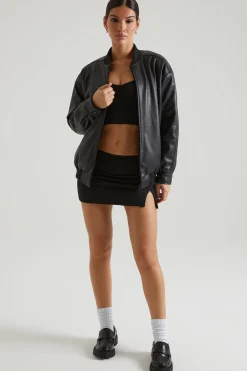 Oh Polly Outerwear | Fall Outfits^Faux Leather Jacket in Black