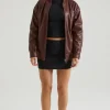 Oh Polly Outerwear | Fall Outfits^Faux Leather Jacket in Brown