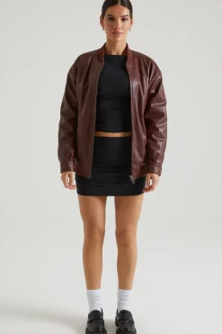Oh Polly Outerwear | Fall Outfits^Faux Leather Jacket in Brown