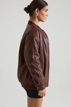 Oh Polly Outerwear | Fall Outfits^Faux Leather Jacket in Brown
