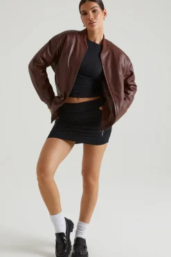 Oh Polly Outerwear | Fall Outfits^Faux Leather Jacket in Brown