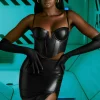 Oh Polly Women'S Clothing Sale - $65 And Under | Women'S Clothing Sale - $40 And Under^Faux Leather Thigh Split Mini Skirt in Black