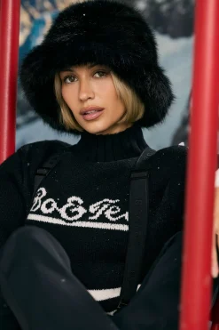 Oh Polly Gym Accessories^Faux-Fur Hat in Black