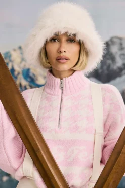 Oh Polly Gym Accessories^Faux-Fur Hat in Ice White IceWhite