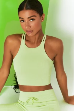 Oh Polly Women'S Clothing Sale - $65 And Under | Women'S Clothing Sale - $40 And Under^Feel Your Power Ribbed Racer Crop Top in Lime
