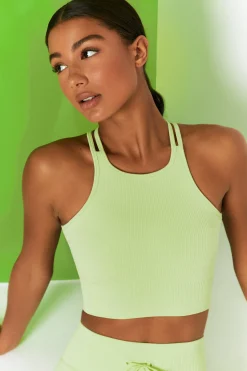 Oh Polly Women'S Clothing Sale - $65 And Under | Women'S Clothing Sale - $40 And Under^Feel Your Power Ribbed Racer Crop Top in Lime