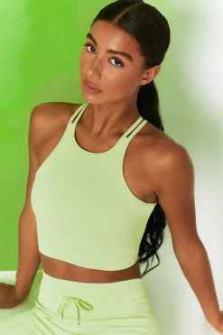 Oh Polly Women'S Clothing Sale - $65 And Under | Women'S Clothing Sale - $40 And Under^Feel Your Power Ribbed Racer Crop Top in Lime