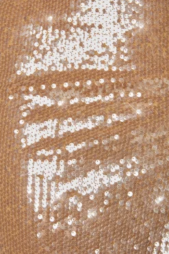 Oh Polly Women'S Clothing Sale - $65 And Under | Women'S Clothing Sale - $40 And Under^Flat Sequin Thigh Split Maxi Skirt in Gold