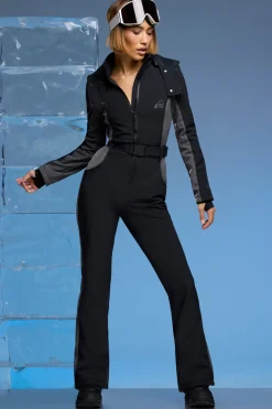 Oh Polly Coats^Fleece Lined Ski Suit in Black