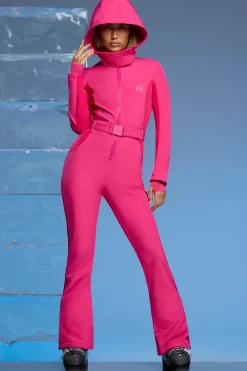 Oh Polly Coats^Fleece Lined Ski Suit in Fuchsia Pink FuchsiaPink