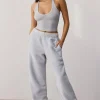 Oh Polly Tracksuits^Fleece Wide Leg Joggers in Fog