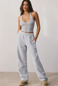 Oh Polly Tracksuits^Fleece Wide Leg Joggers in Fog