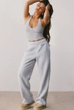 Oh Polly Tracksuits^Fleece Wide Leg Joggers in Fog