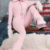 Oh Polly Coats^Fleece-Lined Belted Ski Suit in Pastel Pink PastelPink