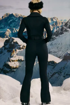 Oh Polly Coats^Fleece-Lined Belted Ski Suit in Black