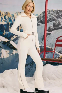 Oh Polly Coats^Fleece-Lined Belted Ski Suit in Ice White IceWhite