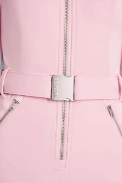 Oh Polly Coats^Fleece-Lined Belted Ski Suit in Pastel Pink PastelPink