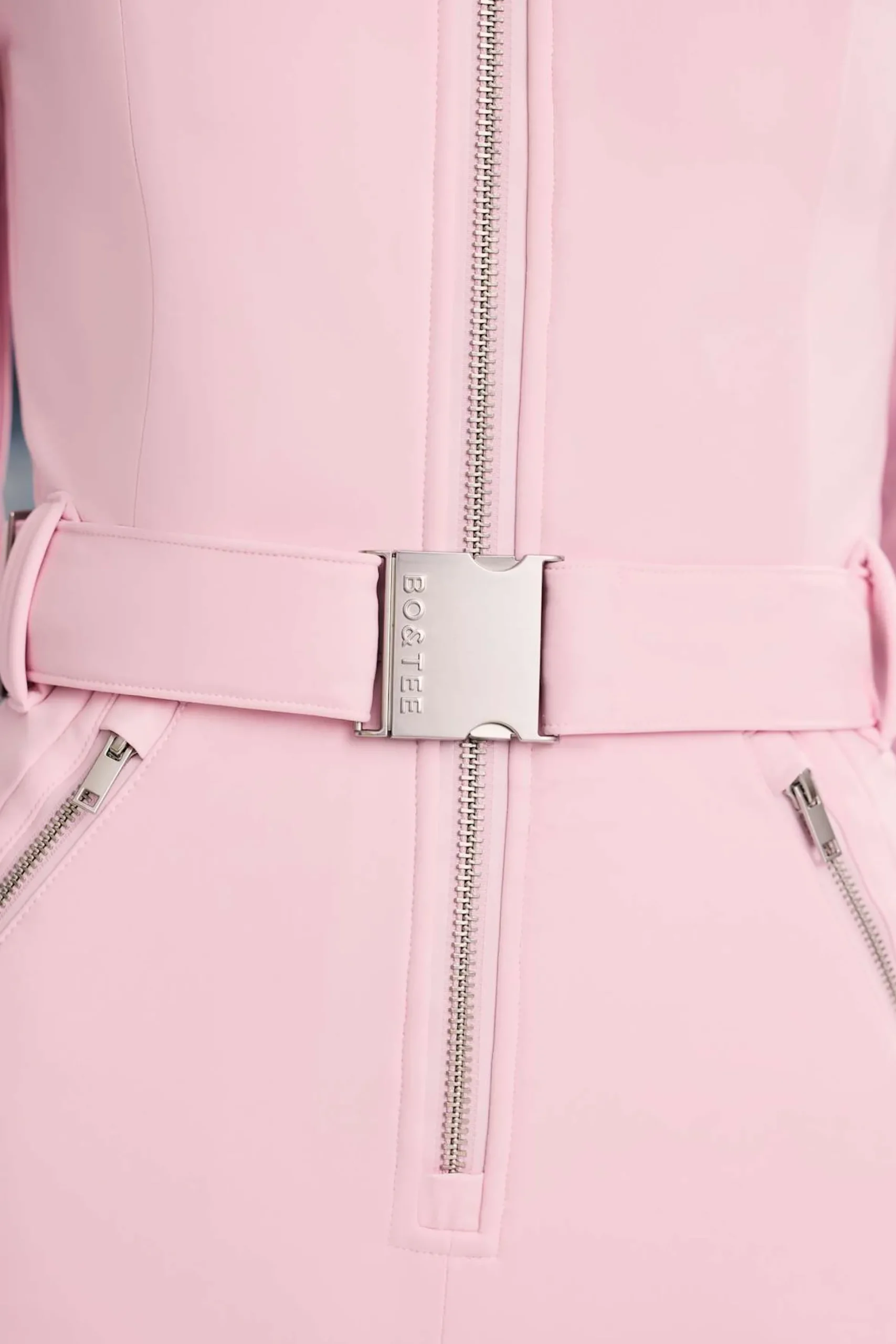 Oh Polly Coats^Fleece-Lined Belted Ski Suit in Pastel Pink PastelPink